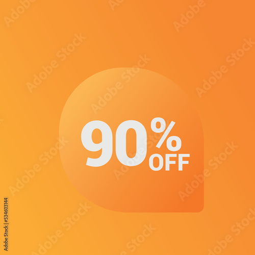 90% off Sale banner offer ad discount promotion vector banner. price discount offer. season sale promo sticker colorful background