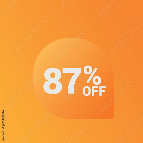 87% off Sale banner offer ad discount promotion vector banner. price discount offer. season sale promo sticker colorful background