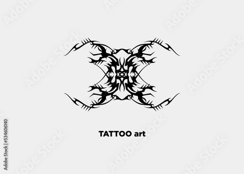 ILLUSTRATION VECTOR TRIBAL DEVIL TATOO SYSTRICAL HORNS
