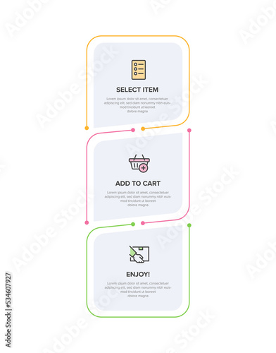 Vertical infographic design with icons and 3 options or steps. Thin line. Infographics business concept. Can be used for info graphics, flow charts, presentations, mobile web sites, printed materials.