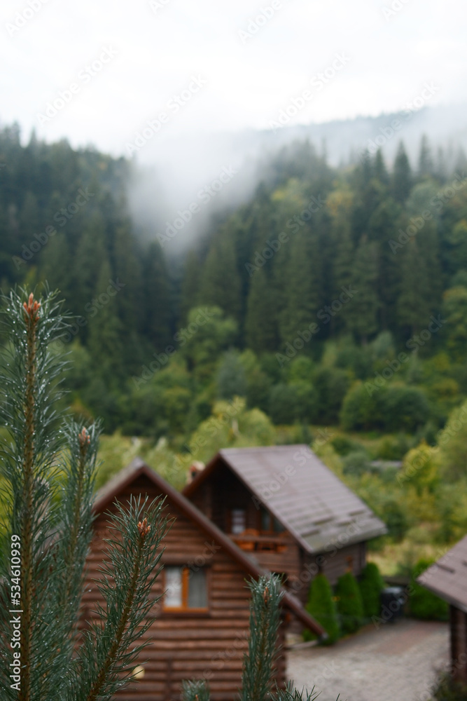 View of houses and mountains