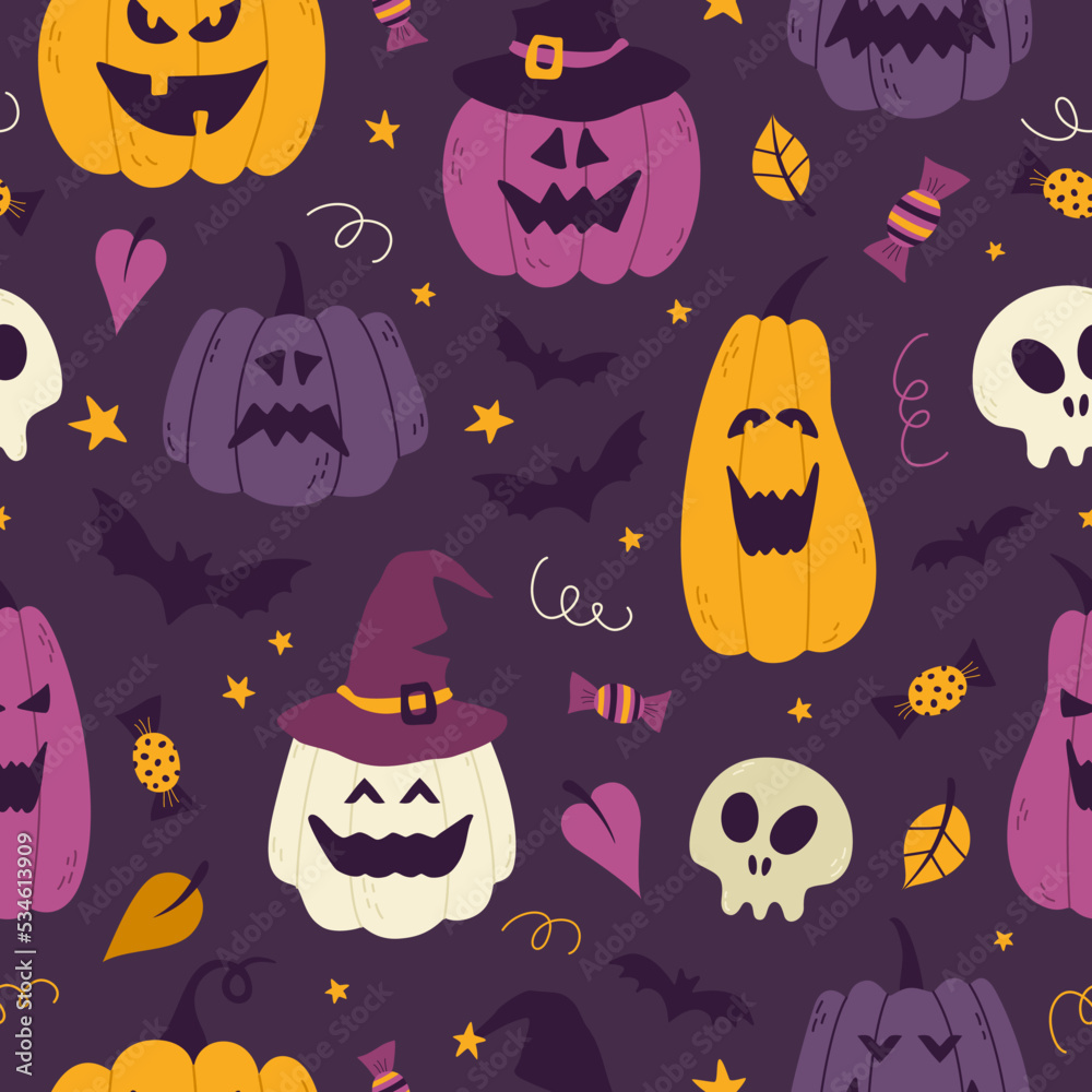 Halloween vector pattern on dark background