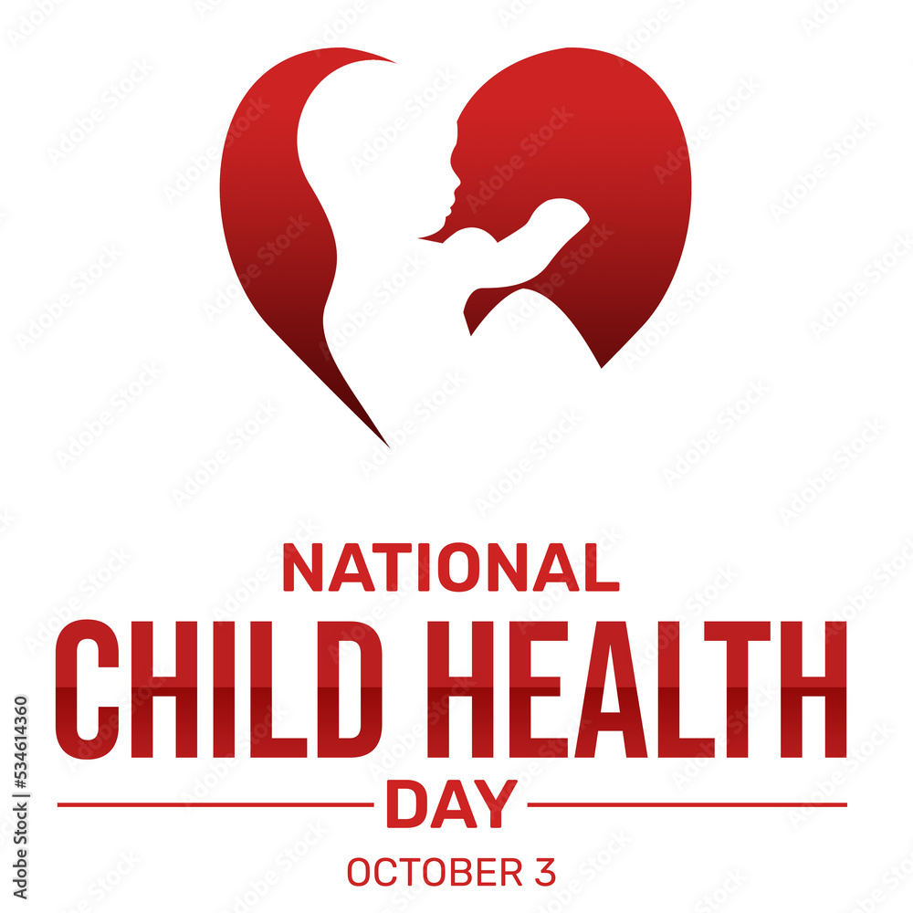 National Child Health Day Background with Heart sign and typography. Day of child health backdrop