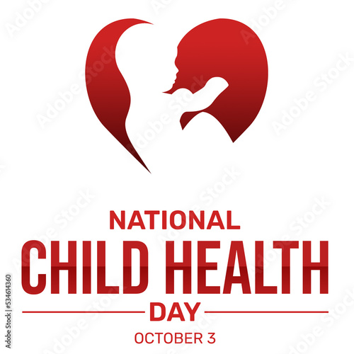 National Child Health Day Background with Heart sign and typography. Day of child health backdrop