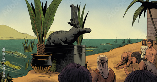 Cuadro en lienzo Statue of Sobek: The Crocodile God of Ancient Egypt