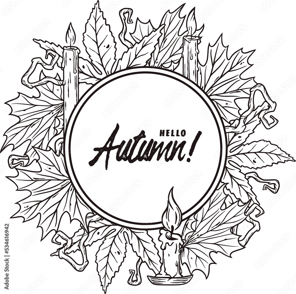 Autumn round design with text area. Halloween october pumpkins and leaves Autumn round design with text area. Halloween october pumpkins and leaves