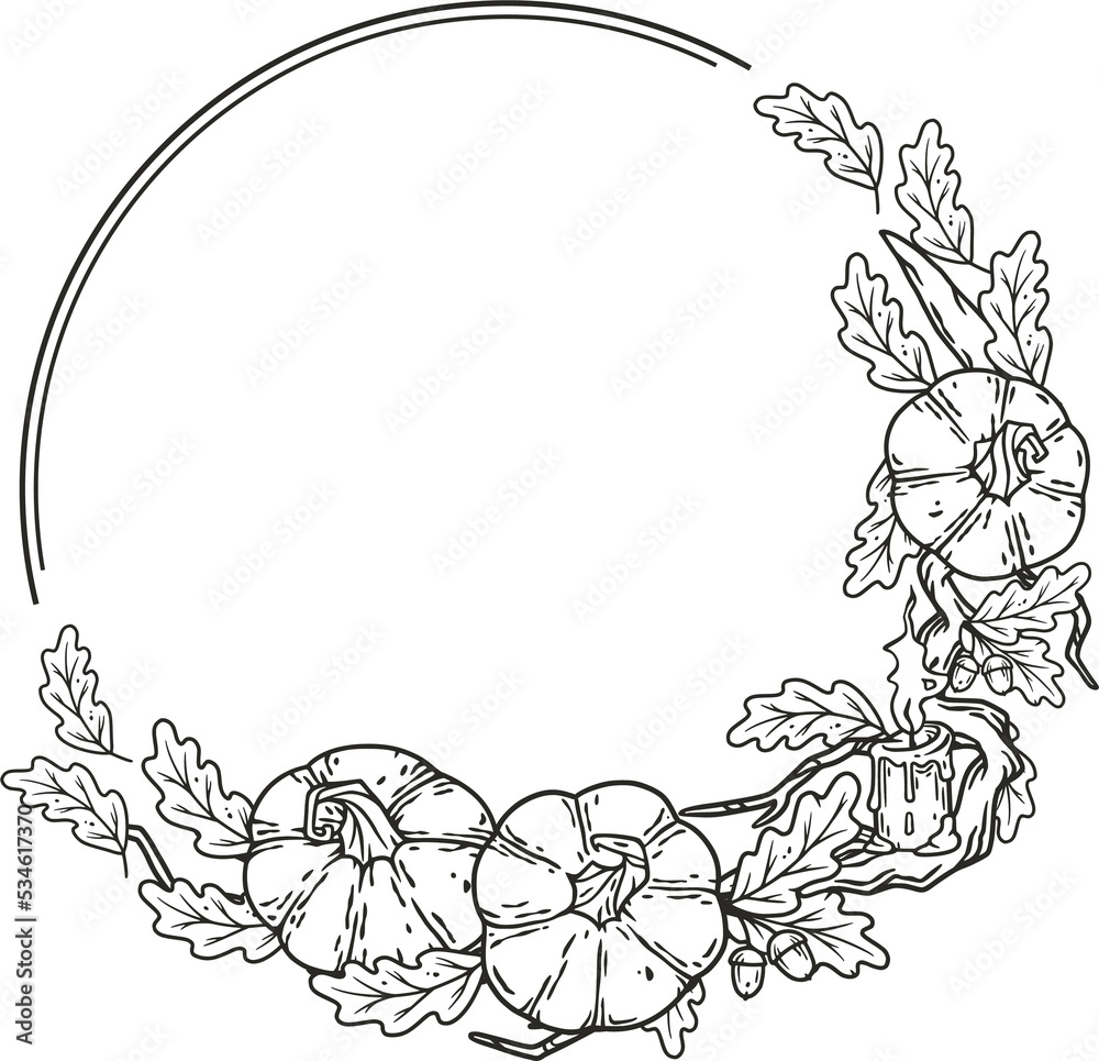 Obraz premium Halloween round design with text area. Autumn october pumpkins and leaves