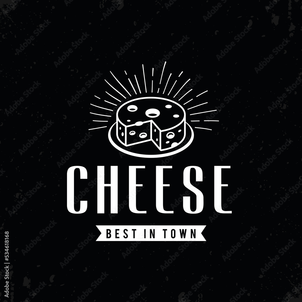 Cheese emblem brand. Fast food badge logo design, restaurant Branding. 