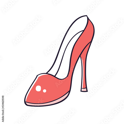 Fashionable red high heels shoe isolated vector illustration