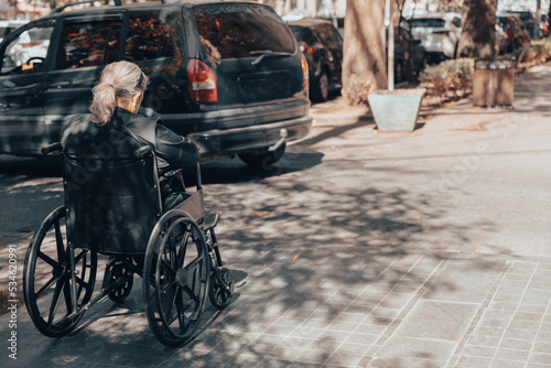 Elderly woman in a wheelchair