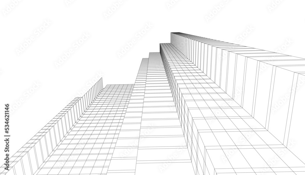 Fototapeta premium City architecture concept drawing 3d illustration