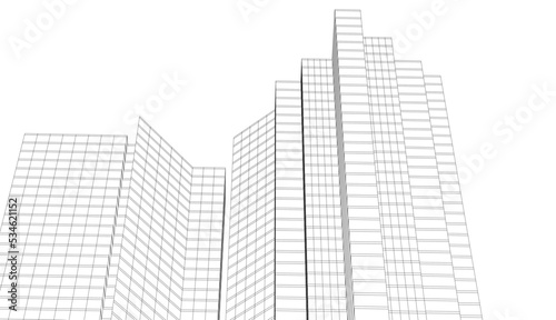 City architecture concept drawing 3d illustration