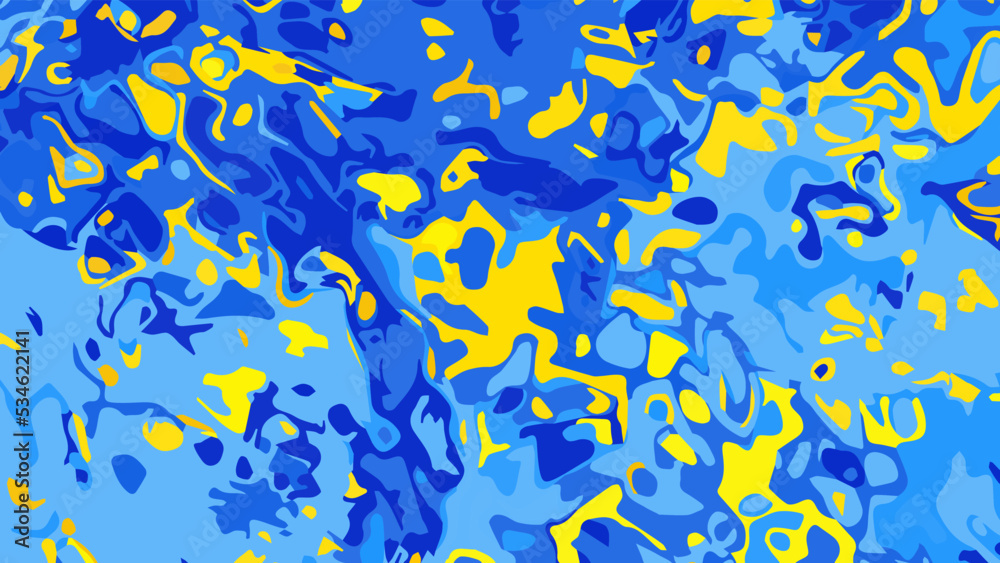 Vector blue and yellow abstract background with liquid forms