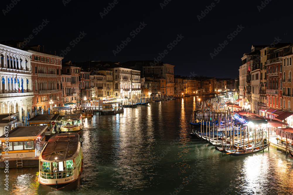 The Grand Canal of Venice, Italy at night