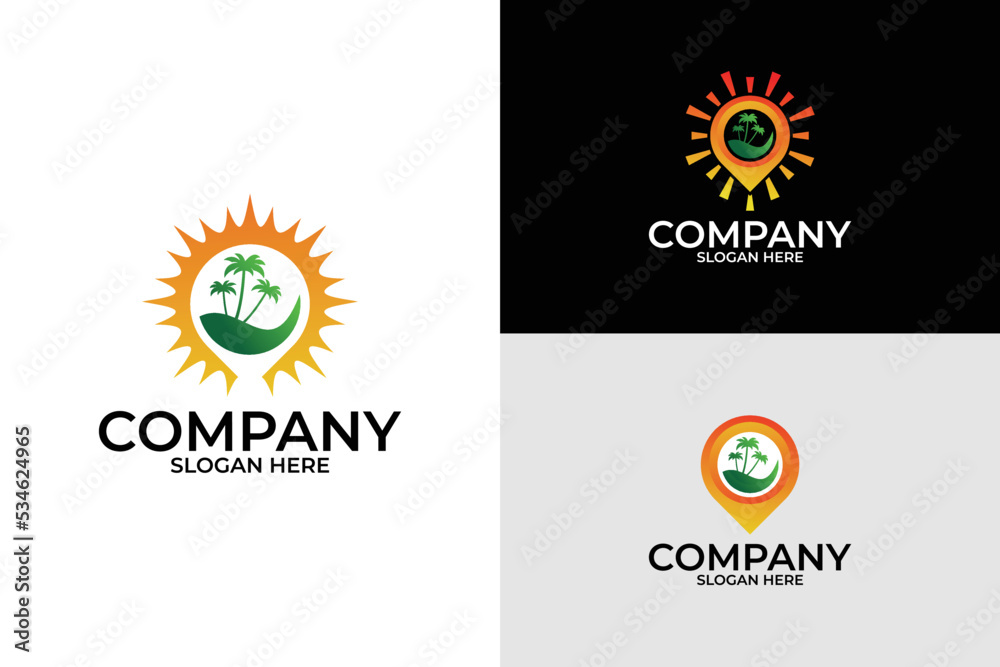 Fototapeta premium Set of palm tree logo design vector template