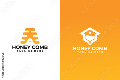 Set of honey comb logo design template