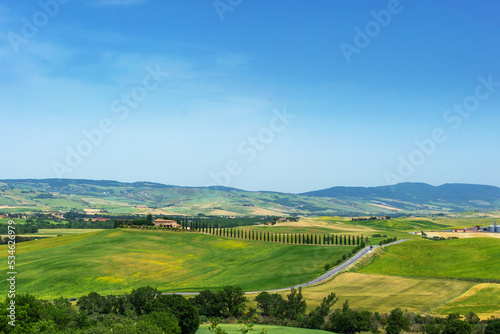 Tuscany. Landscape view  hills and meadow  Italy