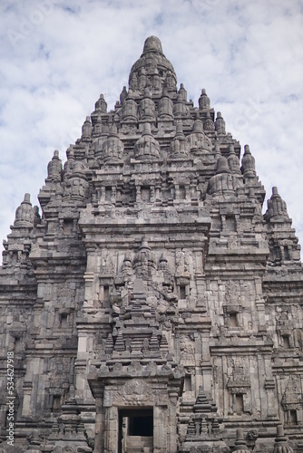 Detailed reliefs and beautiful ornaments on Prambanan Temple. This Hindu temple is a famous historical tourism in Indonesia.