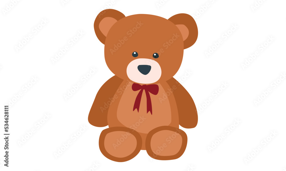 Teddy bear clipart. Simple cute baby toy teddy bear with tie flat vector illustration. Brown teddy bear cartoon style icon vector design. Kids, baby shower, newborn and nursery decoration concept Teddy bear clipart. Simple cute baby toy teddy bear with tie flat vector illustration. Brown teddy bear cartoon style icon vector design. Kids, baby shower, newborn and nursery decoration concept