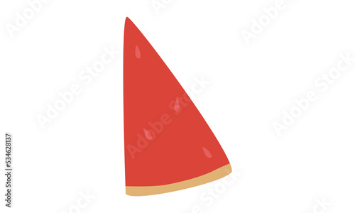 Slide ripe watermelon clipart. A cut slice of peeled watermelon flat vector illustration. Simple red watermelon wedge cartoon style icon. Kids, fruits and baby led weaning concept