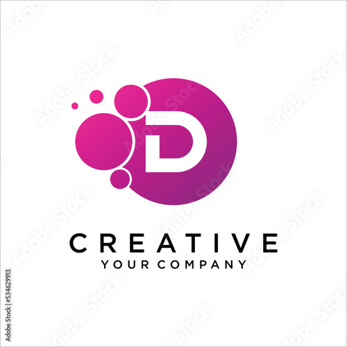 D Letter With Dots Logo Design Vector TemplatePrint