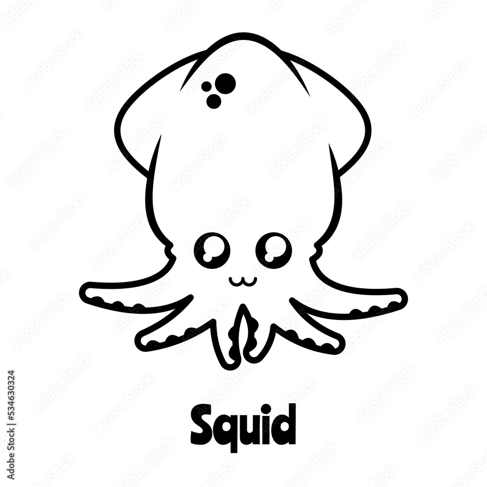 Coloring page of cute squid Coloring page of cute squid