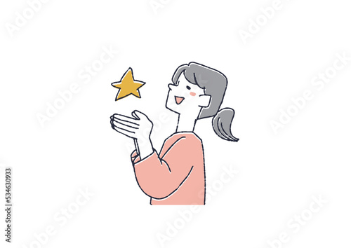 目標を持っている女性　コミカルな手書きの人物　