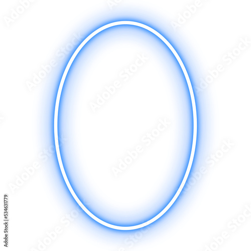 blue neon oval frame