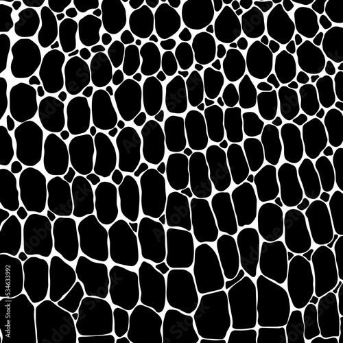 Crocodile or alligator skin print pattern seamless. Monochrome leather fashion, wallpaper or background and more.
