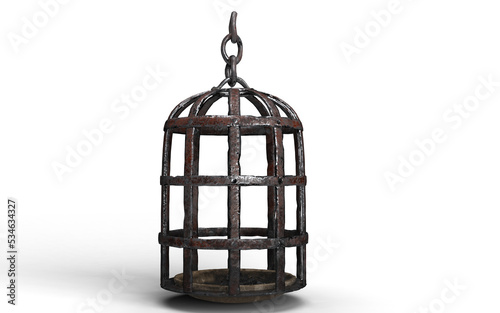 Slika na platnu small medieval cage on a white background