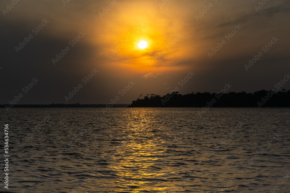 Sunset in Amazonas River in Leticia, Colombia
