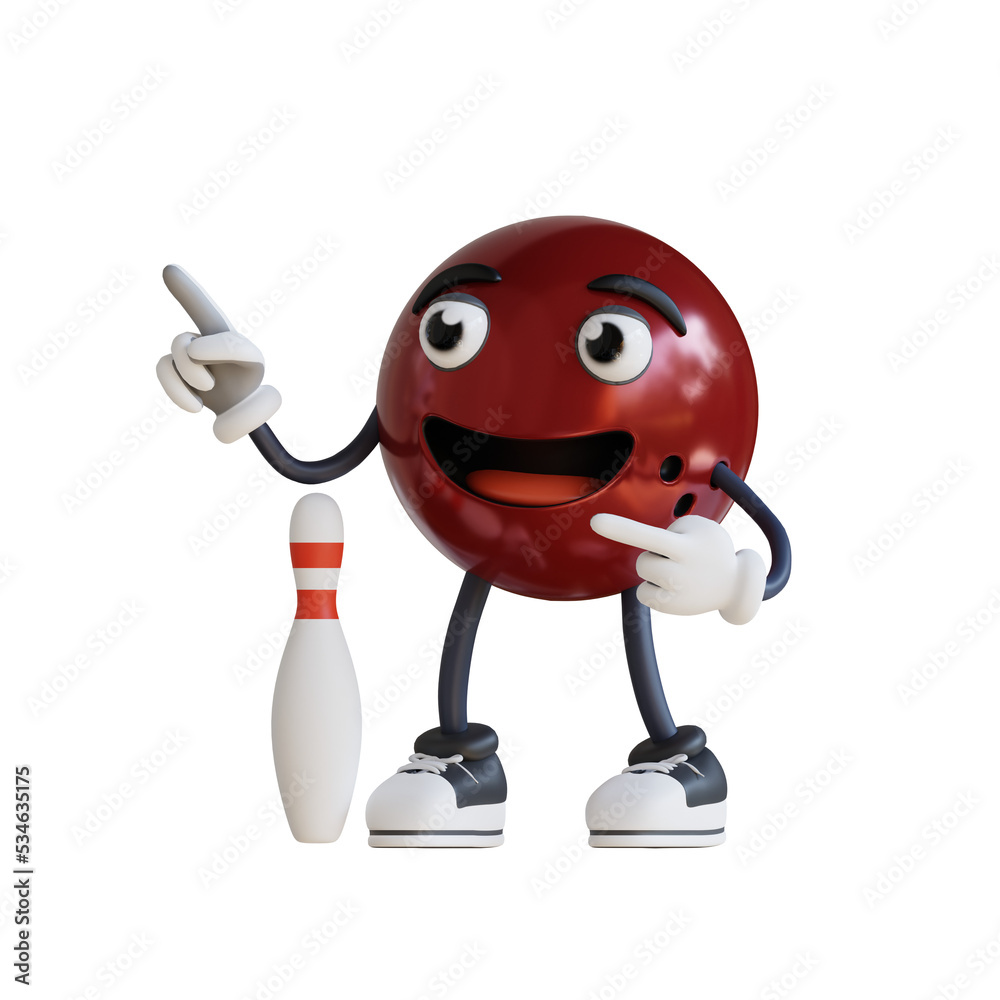 bowling ball mascot pointing left gesture 3d character illustration bowling ball mascot pointing left gesture 3d character illustration