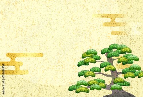 松　和柄　和紙　背景