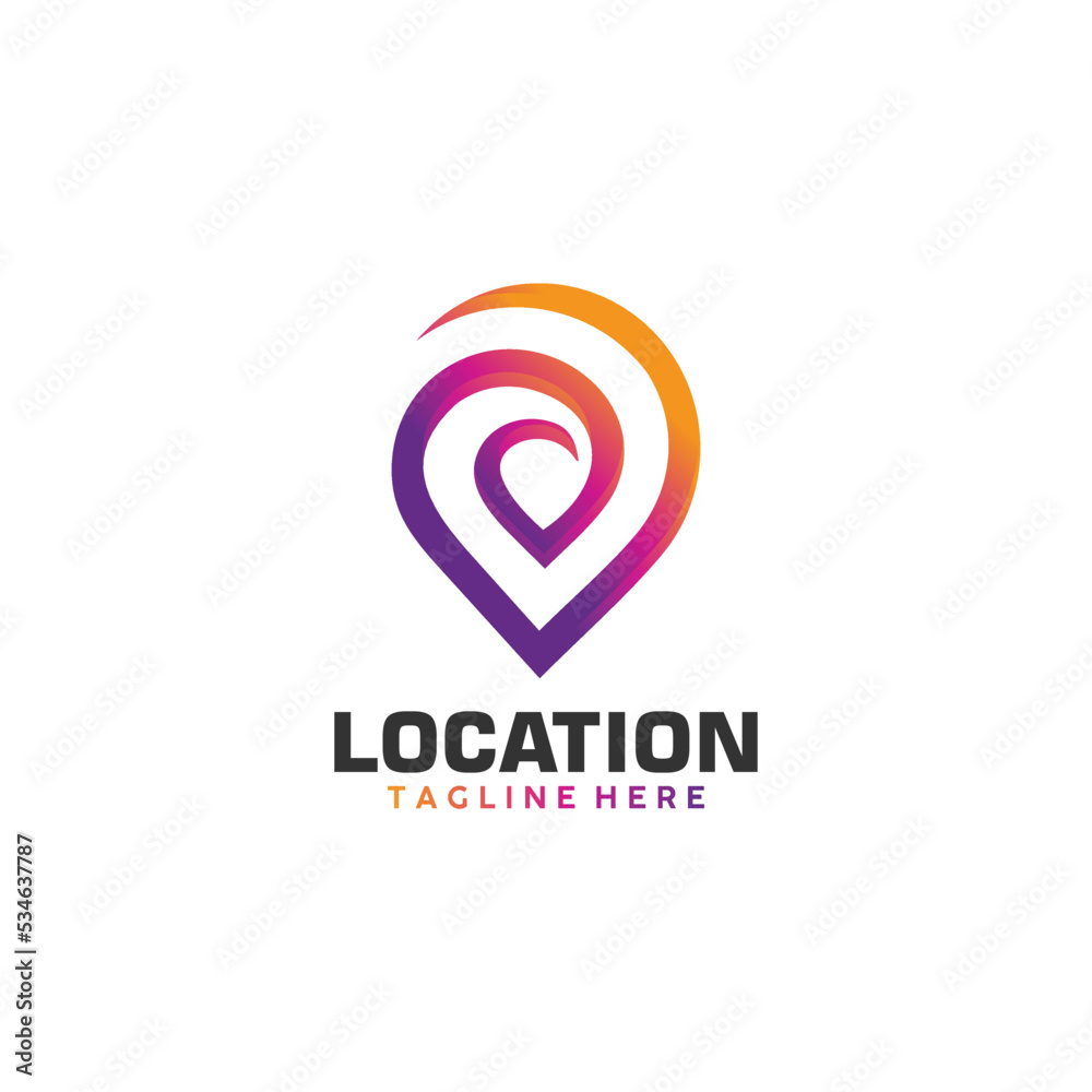Fototapeta premium location logo icon vector isolated with pin or point illustration