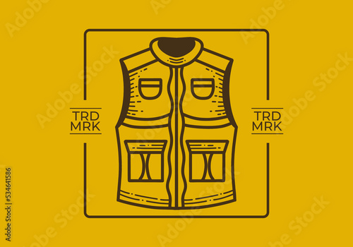 Retro line art design of a outdoor vest