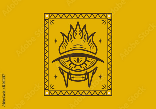 Retro line art design of a devil eyes