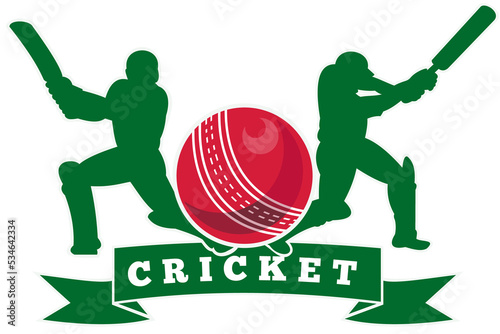 illustration of a cricket player batsman silhouette batting front view with ball flying out done in retro style on isolated white background photo