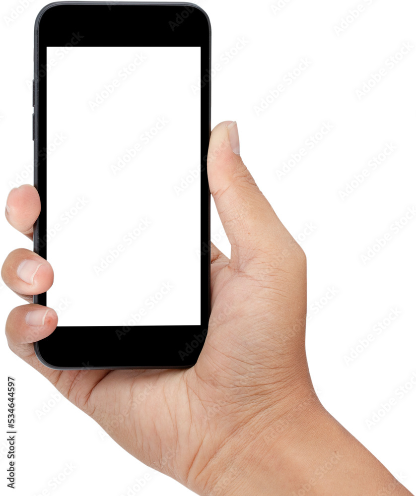 Hand showing blank smartphone screen. Hand showing blank smartphone screen.