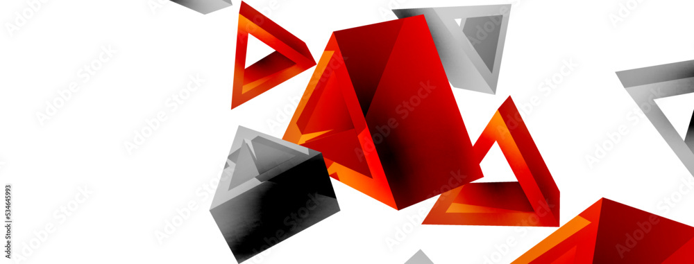 Triangle abstract background. 3d vector basic shape technology or business concept composition. Trendy techno business template for wallpaper, banner, background or landing Triangle abstract background. 3d vector basic shape technology or business concept composition. Trendy techno business template for wallpaper, banner, background or landing