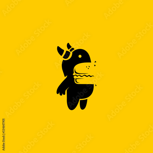 combination monster and burger logo vector graphic