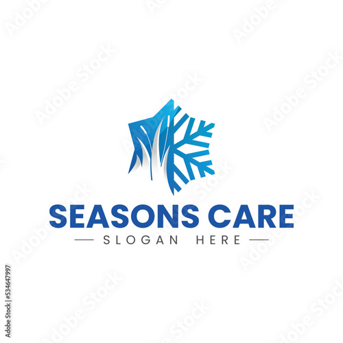 Snowflake and grass for seasons bussiness logo designs