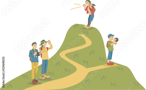 登山を楽しむ人々