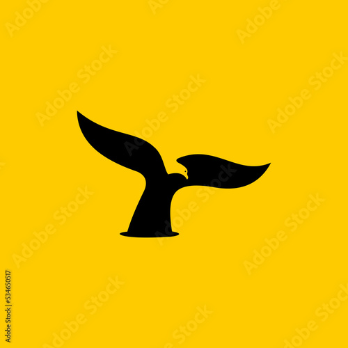 whale and eagle combination logo vector graphic