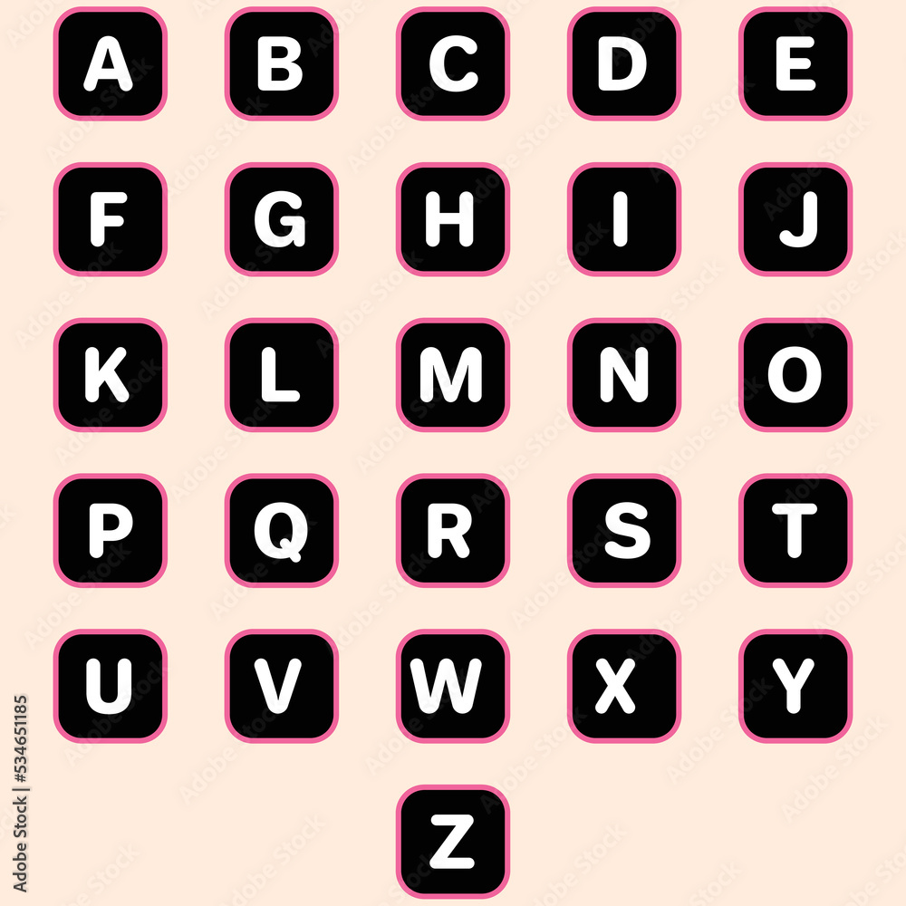 Upper case alphabet set with white color Upper case alphabet set with white color