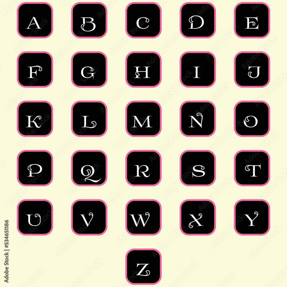 Upper case alphabet set with white color Upper case alphabet set with white color
