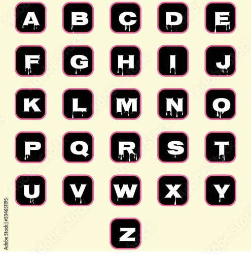 Upper case alphabet set with white color
