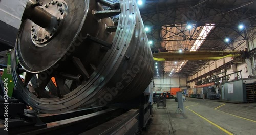 Turbine manufacturing plant. Heavy machinery. Industrial plant. The production process. photo