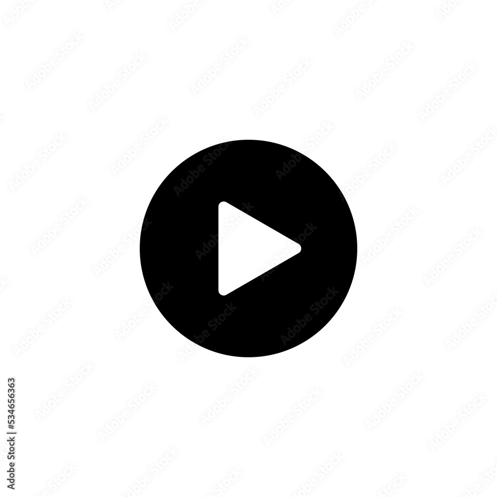 Black play button, play video and music vector icon isolated white background Black play button, play video and music vector icon isolated white background