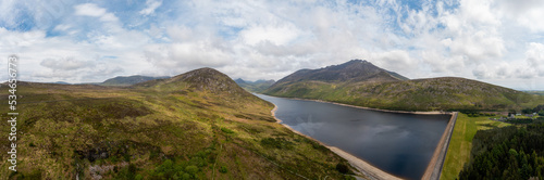 panorama aerial view of reservoir in the countryside of Northern Ireland during Springtime © M-image