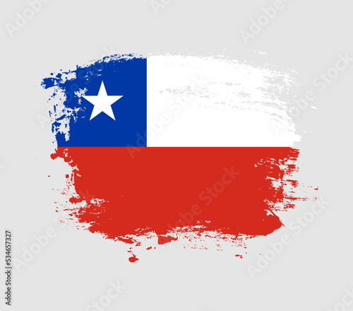 Elegant grungy brush flag with Chile national flag vector